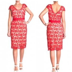Hoss Intropia Red Lace Floral Crochet Dress